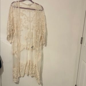 Adiva Cream Sheer Lace Robe